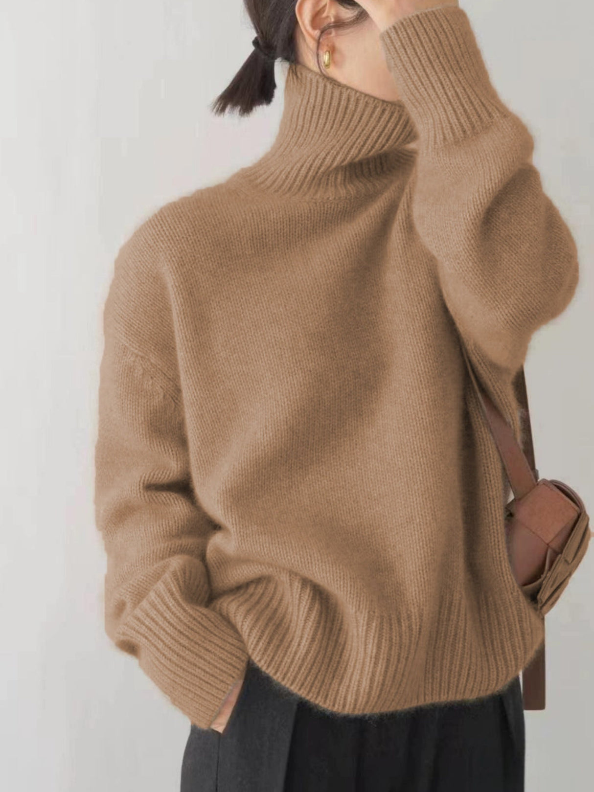 Liber Turtleneck Solid Color Solid Color Knitted Sweater