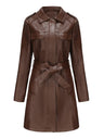 Slim Fit Mid-length Pocket With Belt Leather Jacket