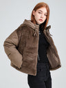 Fur Hooded Button Short Down Jacket Thickened Coat