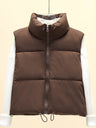 Sleeveless Zipper Stand Collar Vest Jacket Down Vest