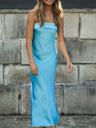 Liber Summer Women's Backless Solid Color Maxi Dresses