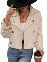 Lapel Buttons Short apricot fleece coat