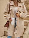 Open Buckle Lapel Pocket Plush Loose Coats