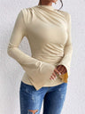 Bell Sleeves Stand-up Collar Long-sleeved T-shirt