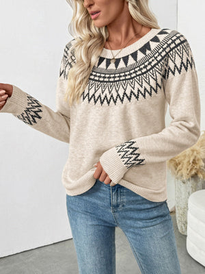 Pullover Fair Isle Style Geometric Patterns Casual Sweaters