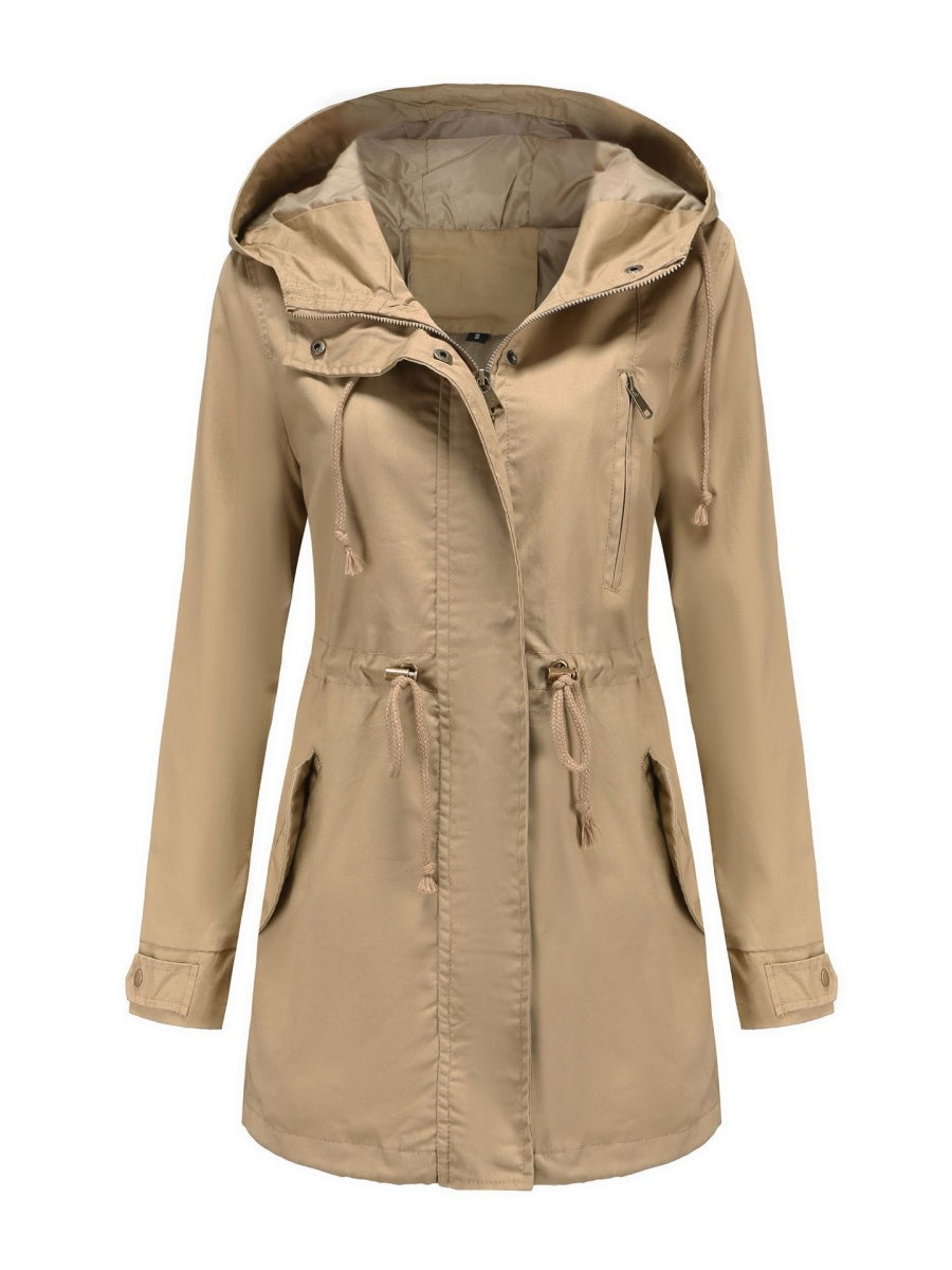 Cotton Loose Solid Color Pocket Hooded Jackets