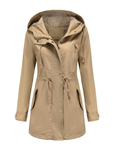 Cotton Loose Solid Color Pocket Hooded Jackets