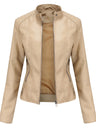 Street Cool Thin Stand Collar Zipper Leather Jacket