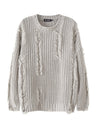 Mahua Hole Raw Edges All-match Crew Neck Sweater