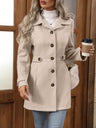 Slim Fit Lapel Buttons Solid Color Woolen Coat