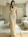 Floor-length Solid Color Long Dress
