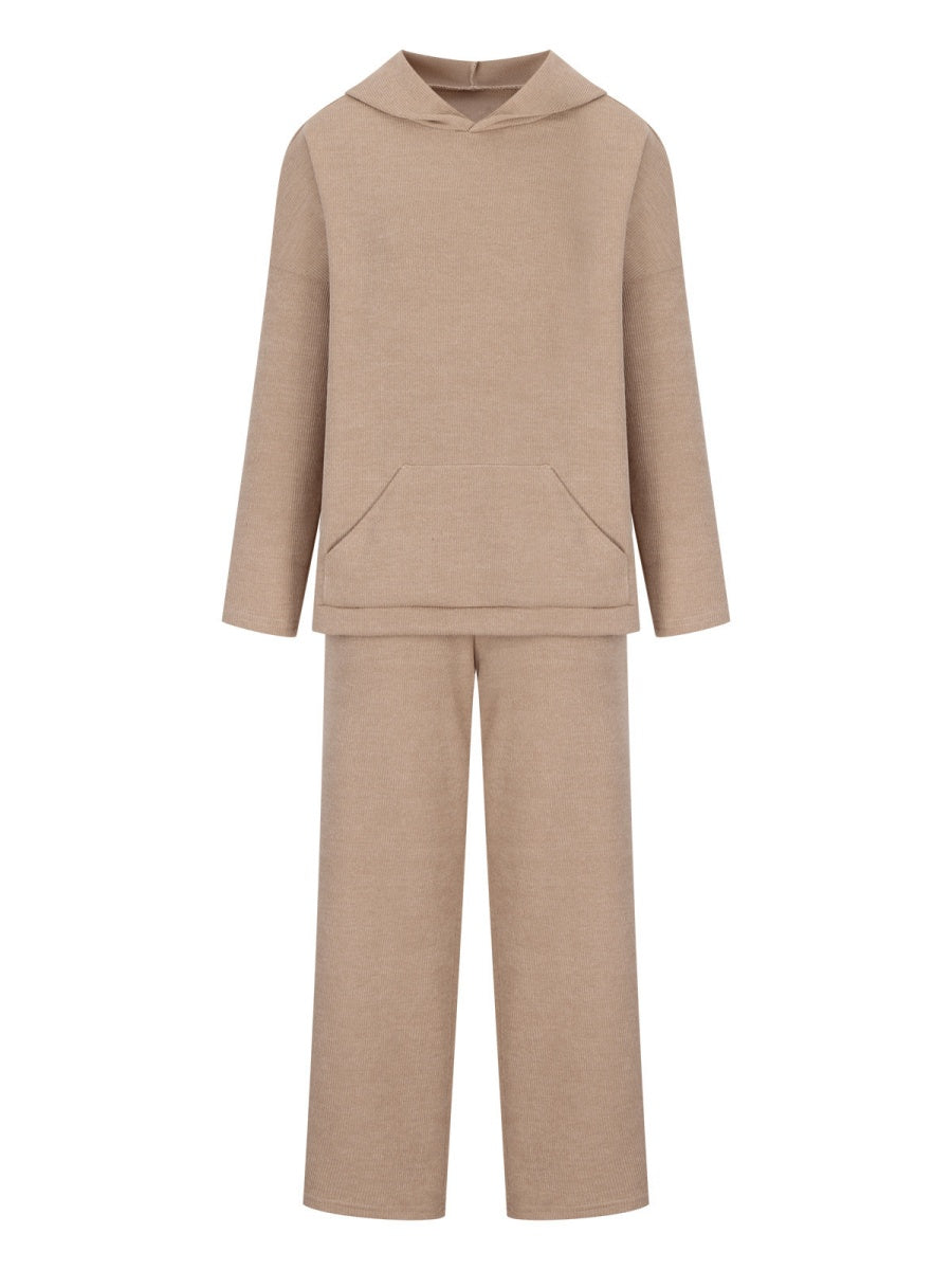 Liber Autumn women's hooded solid color sweatshirt long sleeve two-piece suit