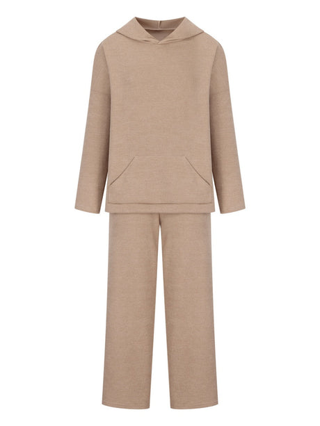 Liber Autumn women's hooded solid color sweatshirt long sleeve two-piece suit