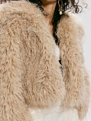 Collared Plush Retro Cardigan Long-sleeved Coat For Autumn And Winter