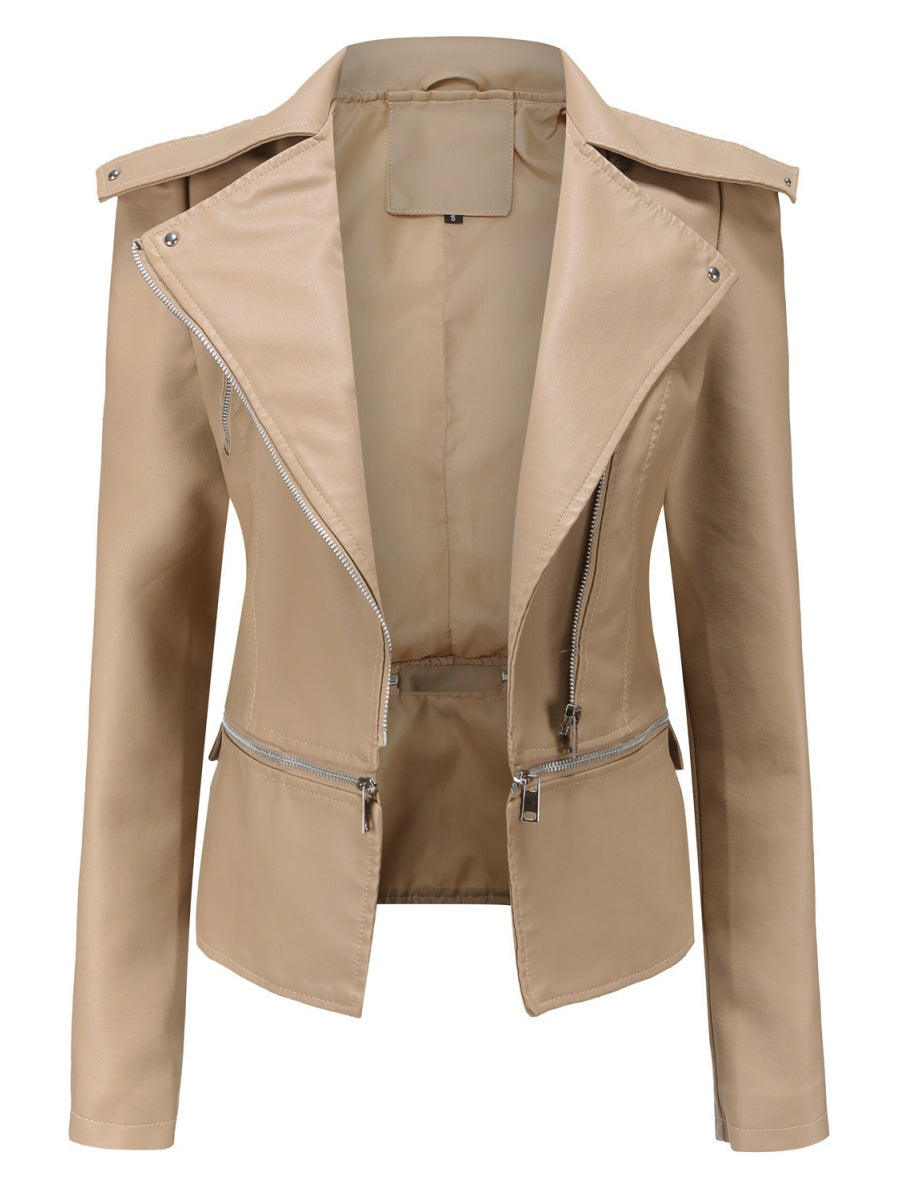 Removable Hem Zipper Leather Jacket