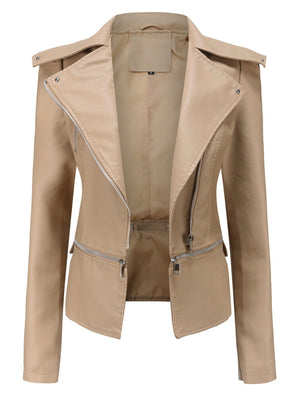 Removable Hem Zipper Leather Jacket