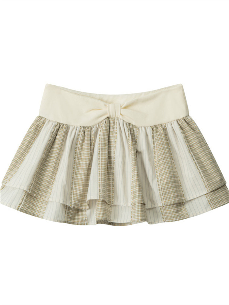 Liber Summer Women's Pleated Stripes/Plaid Skirts