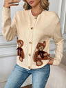 Women's Long sleeve Bear apricot button knitted cardigan