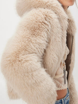 Hooded Zipper Plush Long-Sleeved Coat For Autumn And Winter