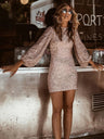 Irregular Sequins Long Sleeve Mini&Short Dresses