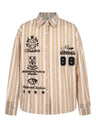 Plaid Retro Vibe Badge Embroidery Lapel Long-sleeved Shirt