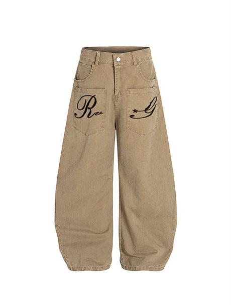 Liber Summer Women's Multiple pockets Letter Pants