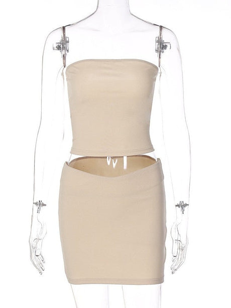 Liber Winter Women's Backless Solid Color 2-piece Sets