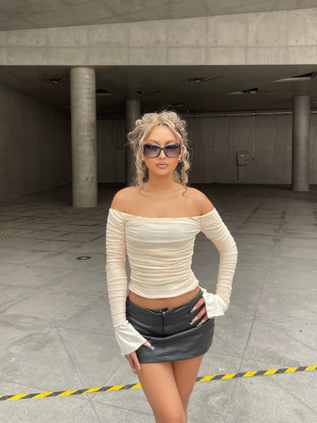 Women's Gauze Off Shoulder Long sleeve T-shirts