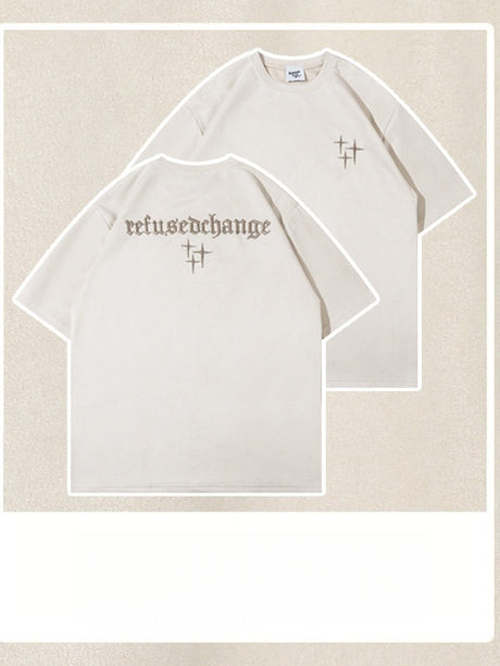 Liber Summer Men's Embroidery Letter T-shirts