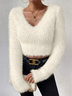 V-neck Plush Short Sweaters