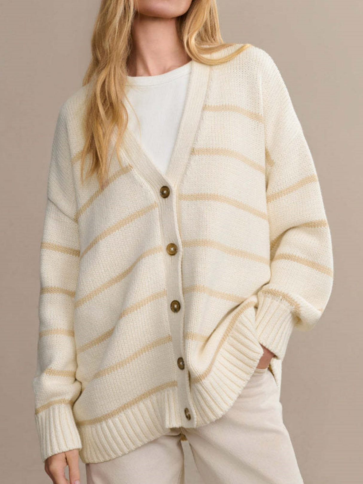 Liber Buttons Contrasting Colors Color Matching Cardigans