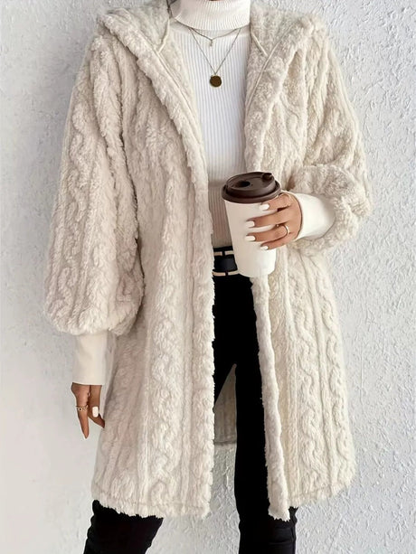 Solid Color Long-sleeved Hooded Loose Plush Jackets