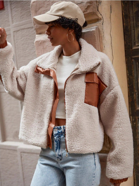 Loose-fitting Polar Fleece Zip-up Jacket