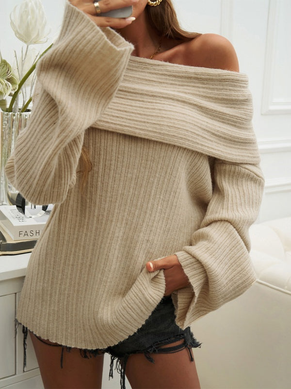 Off-shoulder Pit Strip Sweaters