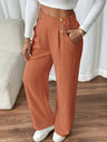 Casual High-waisted  Loose Straight leg Pocket Pants