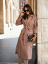 Simple Long-sleeved Suit Collar Tie Wool Solid Color Coats