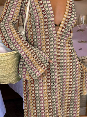 Boho Deep V-Neck Split Maxi Dress
