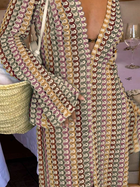 Boho Deep V-Neck Split Maxi Dress