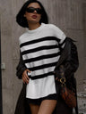 Liber Crew Neck Stripes Contrasting Colors Knitted Sweater