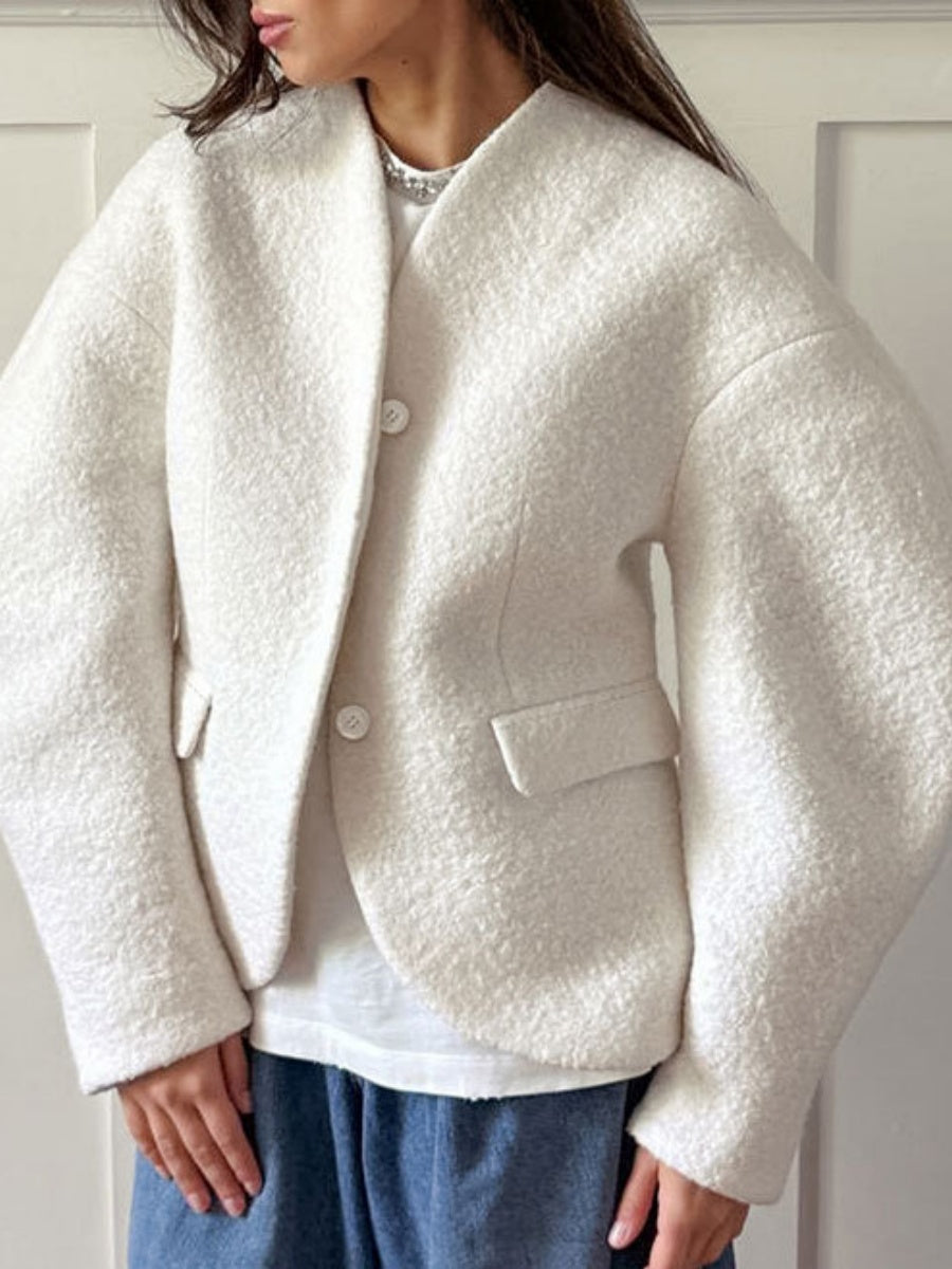 Designed Raglan Sleeves Leg Of Mutton Sleeves Sweater Coat