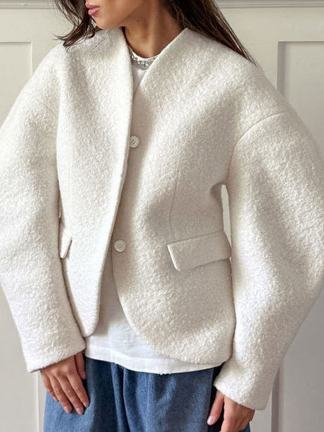 Designed Raglan Sleeves Leg Of Mutton Sleeves Sweater Coat