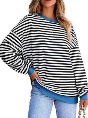 Liber Summer Women's Contrasting colors Stripes Sweatshirts&Hoodies