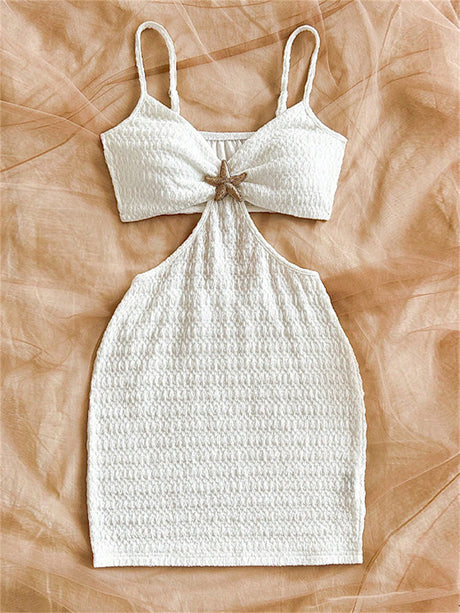 Liber Summer Women's Backless Solid Color Mini&Short Dresses