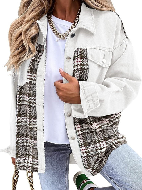 Liber Autumn Women's Contrasting colors Plaid Jackets
