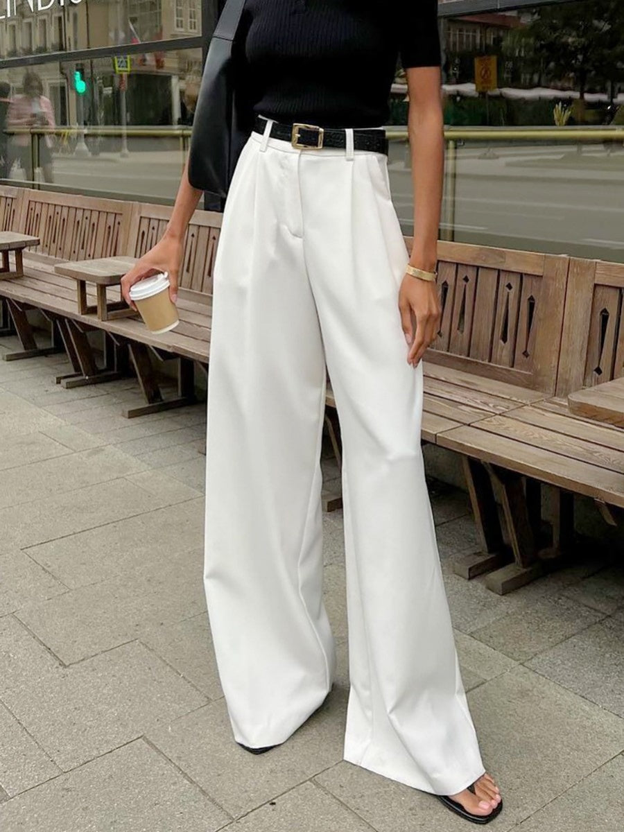 Basic Wide Leg  Pocket High waist Pants