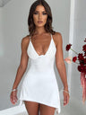 Liber Spring Women's Backless Solid Color Mini&Short Dresses