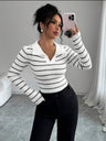 Liber Spring Women's Stripes V-neck Knitting Sweaters