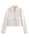 Zipper Lapel Simple Fashion Long-sleeved Short Jacket Suit Jacket Top