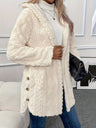 Hooded Solid Color Cardigan Button Long Sleeve Casual 3D Pattern Jackets