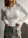 Pullover Button Long-sleeved T-shirt